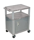 H. Wilson Tuffy Gray 3 Shelf AV Cart W/ Cabinet