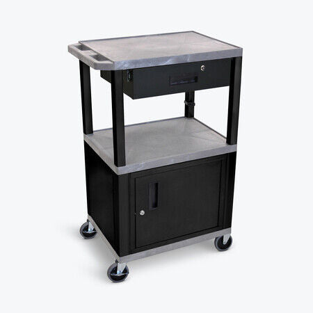 H. Wilson Gray Tuffy 3 Shelf 42 AV Cart W/ Cabinet