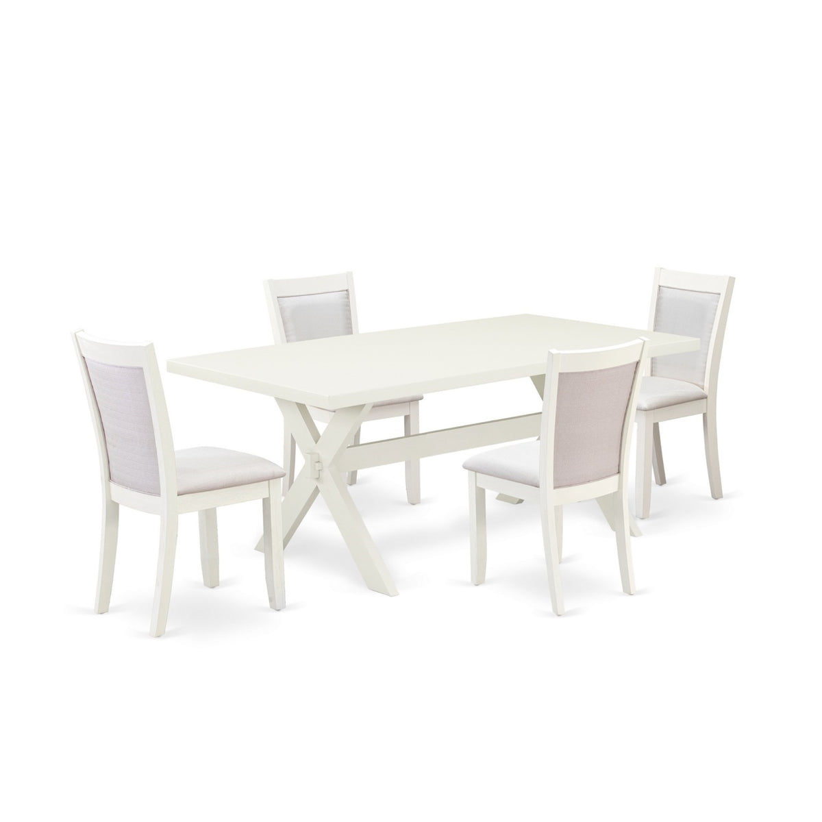 X027Mz0015 5Pc Dining Set  Rectangular Table And 4 Parson Chairs  Multicolor Color