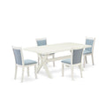 X027Mz0155 5Pc Kitchen Set  Rectangular Table And 4 Parson Chairs  Multicolor Color