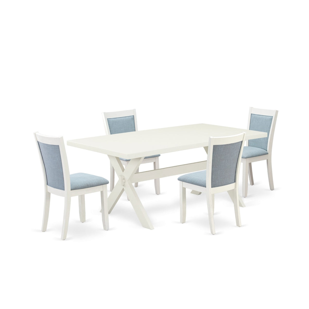 X027Mz0155 5Pc Kitchen Set  Rectangular Table And 4 Parson Chairs  Multicolor Color