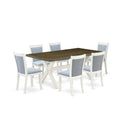 X077Mz0157 7Pc Dining Set  Rectangular Table And 6 Parson Chairs  Multicolor Color