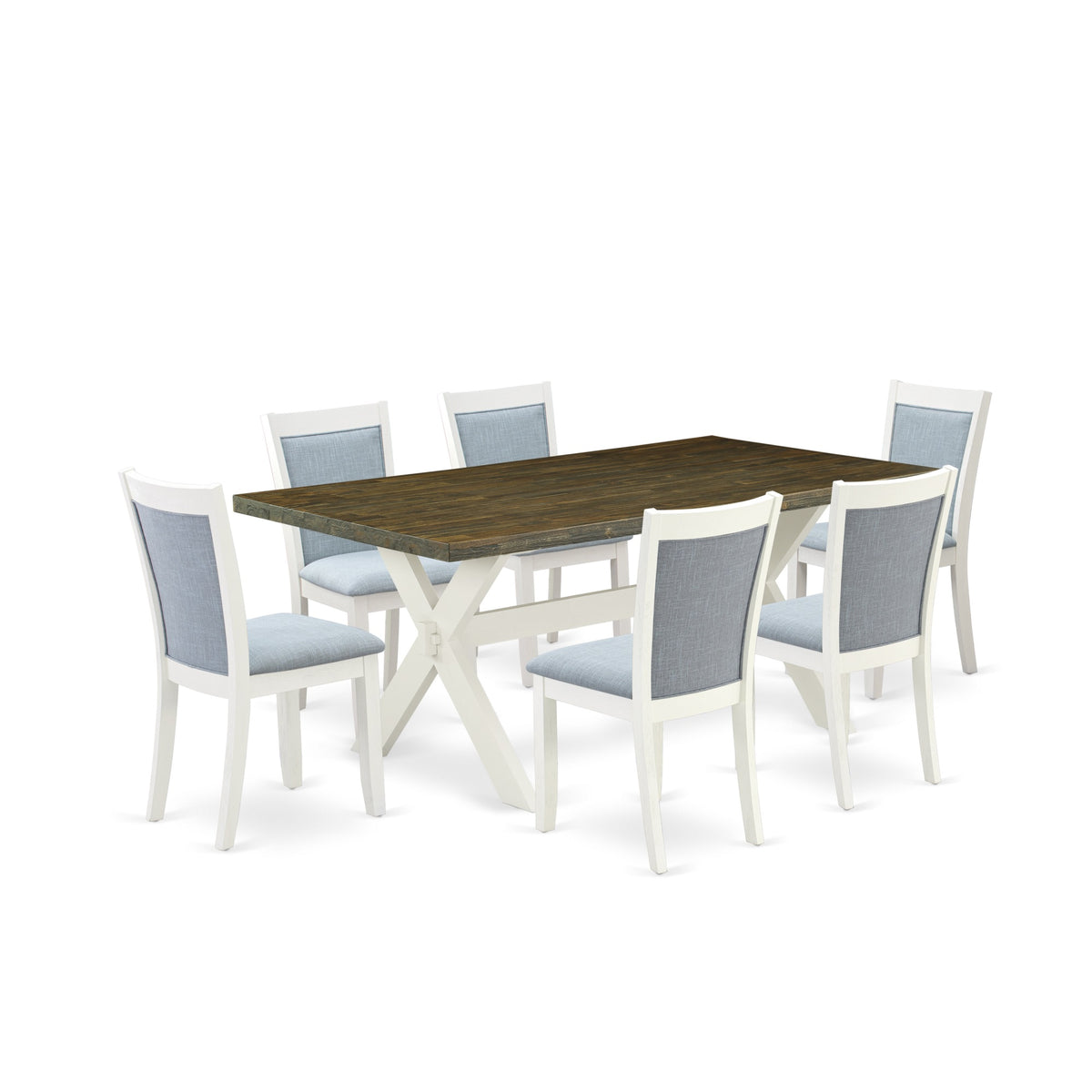X077Mz0157 7Pc Dining Set  Rectangular Table And 6 Parson Chairs  Multicolor Color