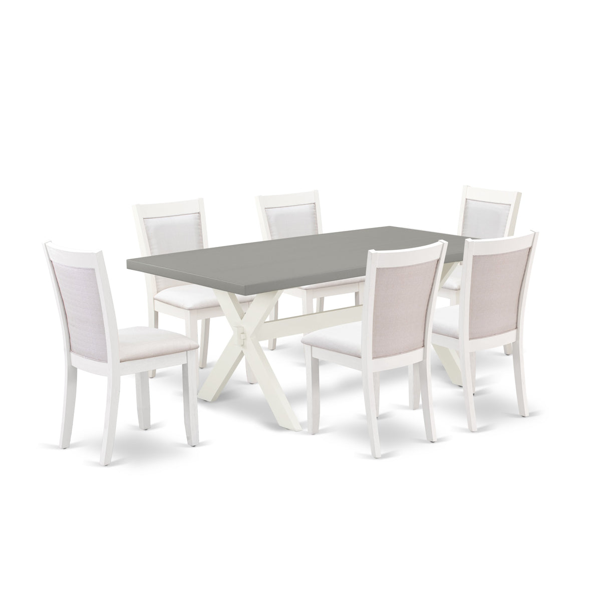 X097Mz0017 7Pc Dining Room Set  Rectangular Table And 6 Parson Chairs  Multicolor Color