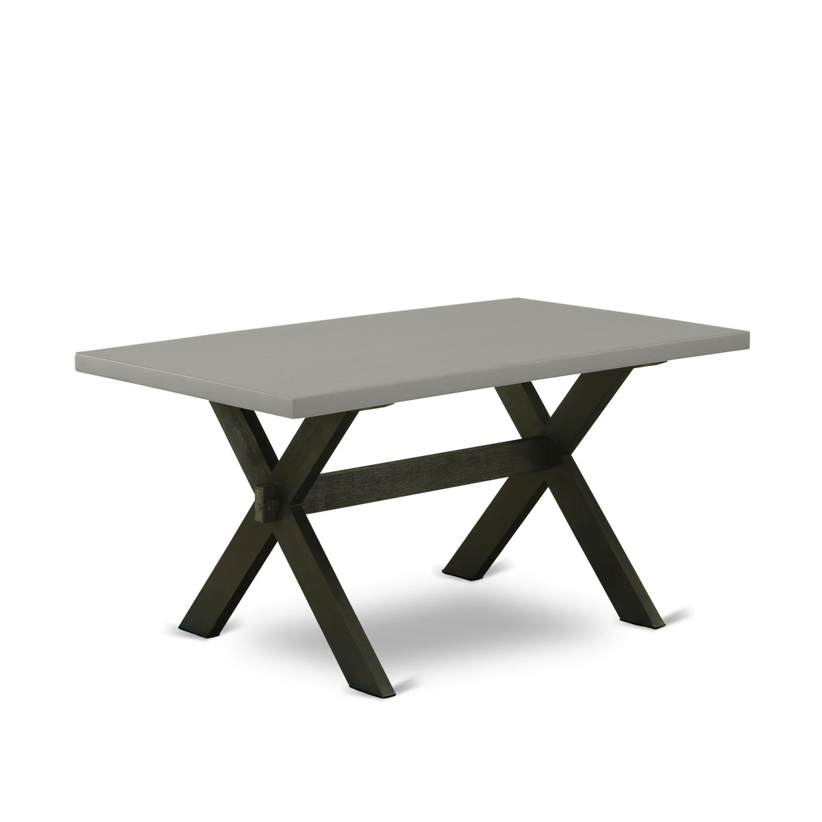 East West Furniture X696Fr1027 7Pc Dining Table Set  6 Dining Chairs And 1 Modern Rectangular Cement Dining Room Table Top Wi