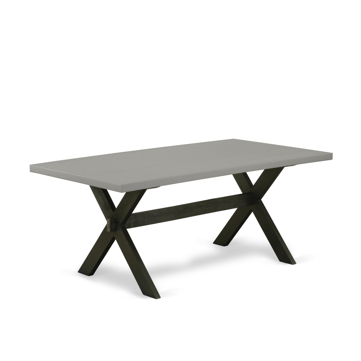 East West Furniture X697Ve6506 6 Piece Dining Set  4 Dark Gotham Grey Linen Fabric Comfortable Chair With Nailheads And Cement
