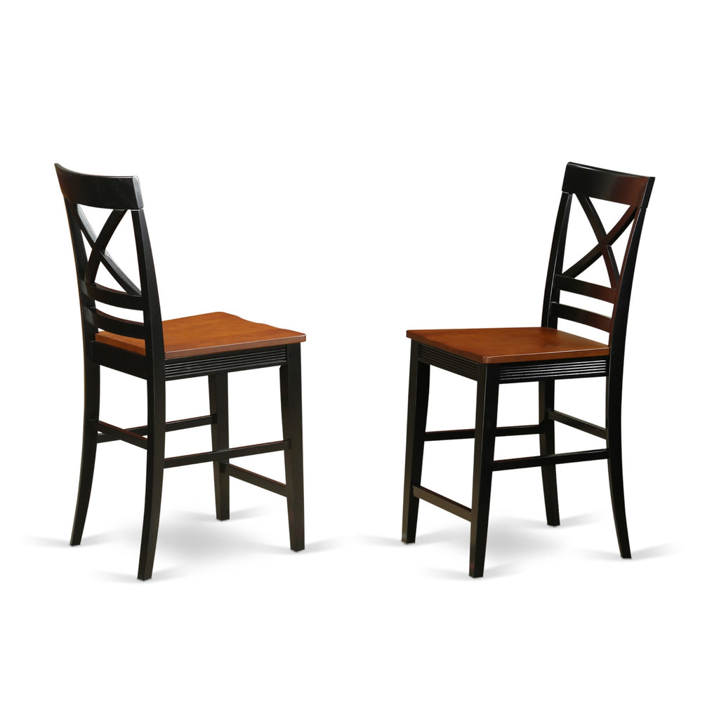 East West Furniture YAQU5-BLK-W 5 Piece Counter Height Dining Set Includes a Rectangle Kitchen Table and 4 Dining Chairs, 30x48 Inch, Black & Cherry
