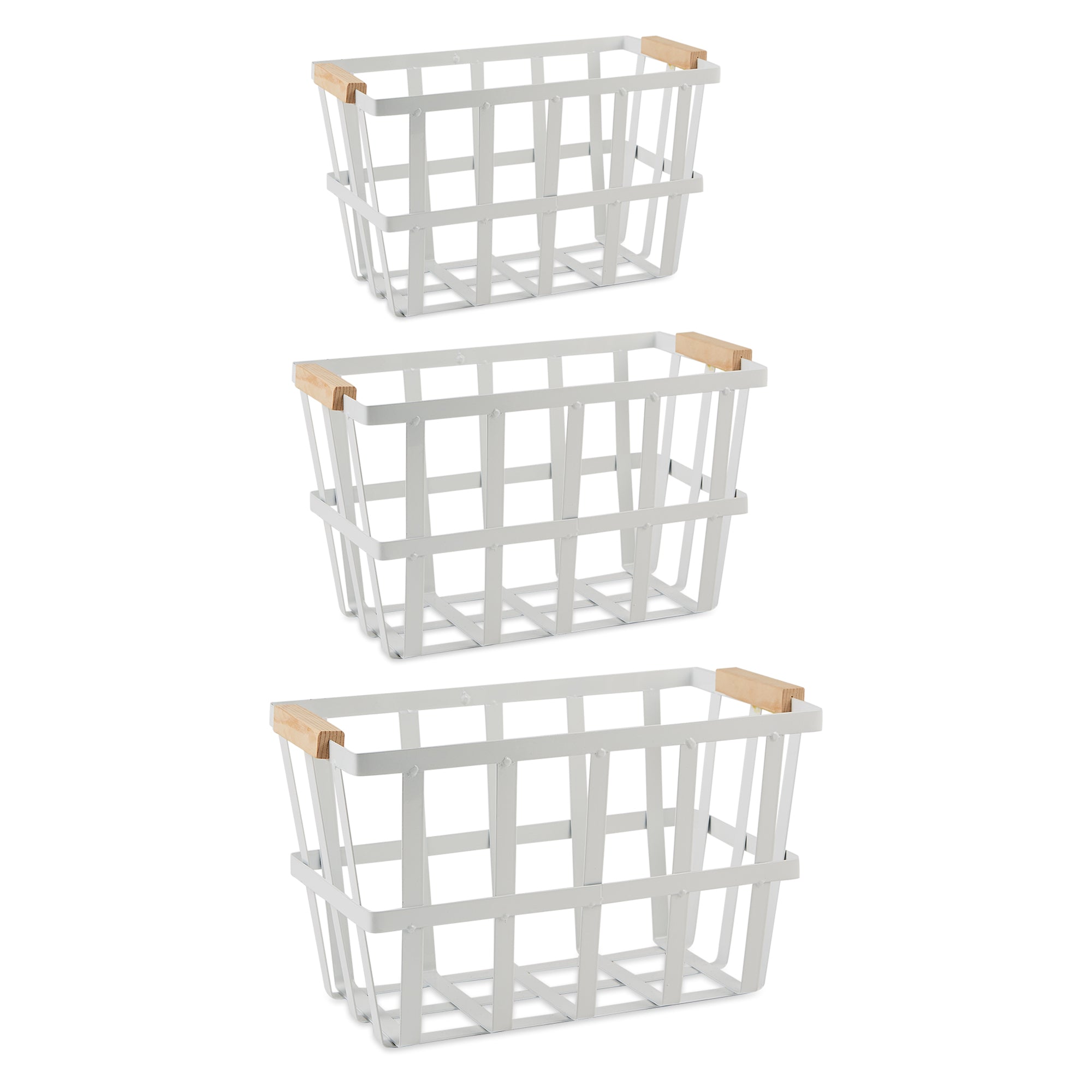 DII Asst White Urban Modern Metal Basket Set/3