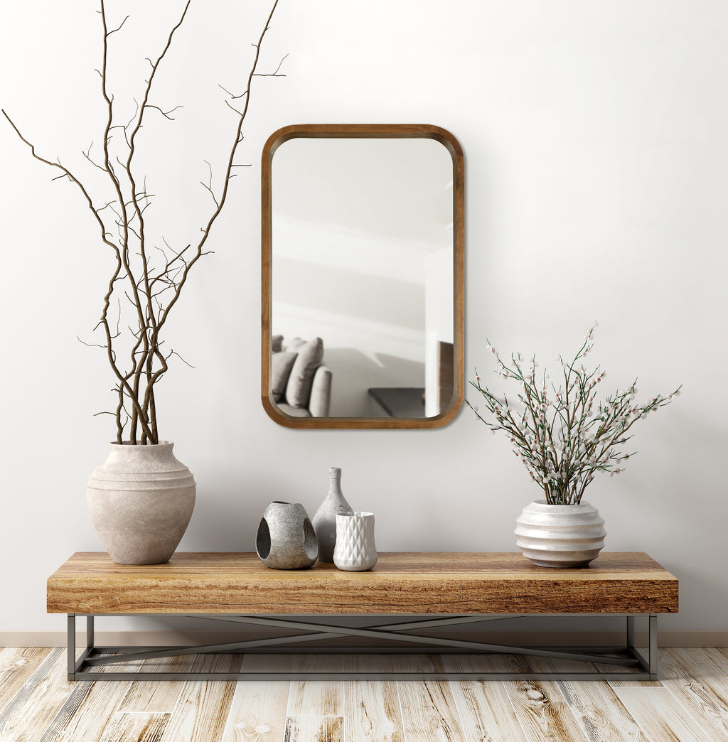 Hutton Wood Framed Radius Rectangle Mirror