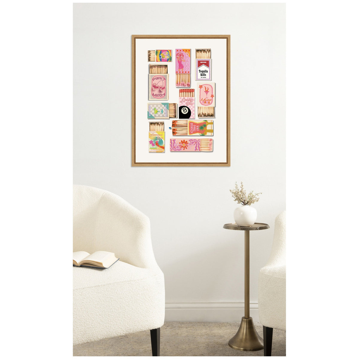 Vintage Pink Matchboxes by Honey Island Studio Framed Canvas Wall Art Print