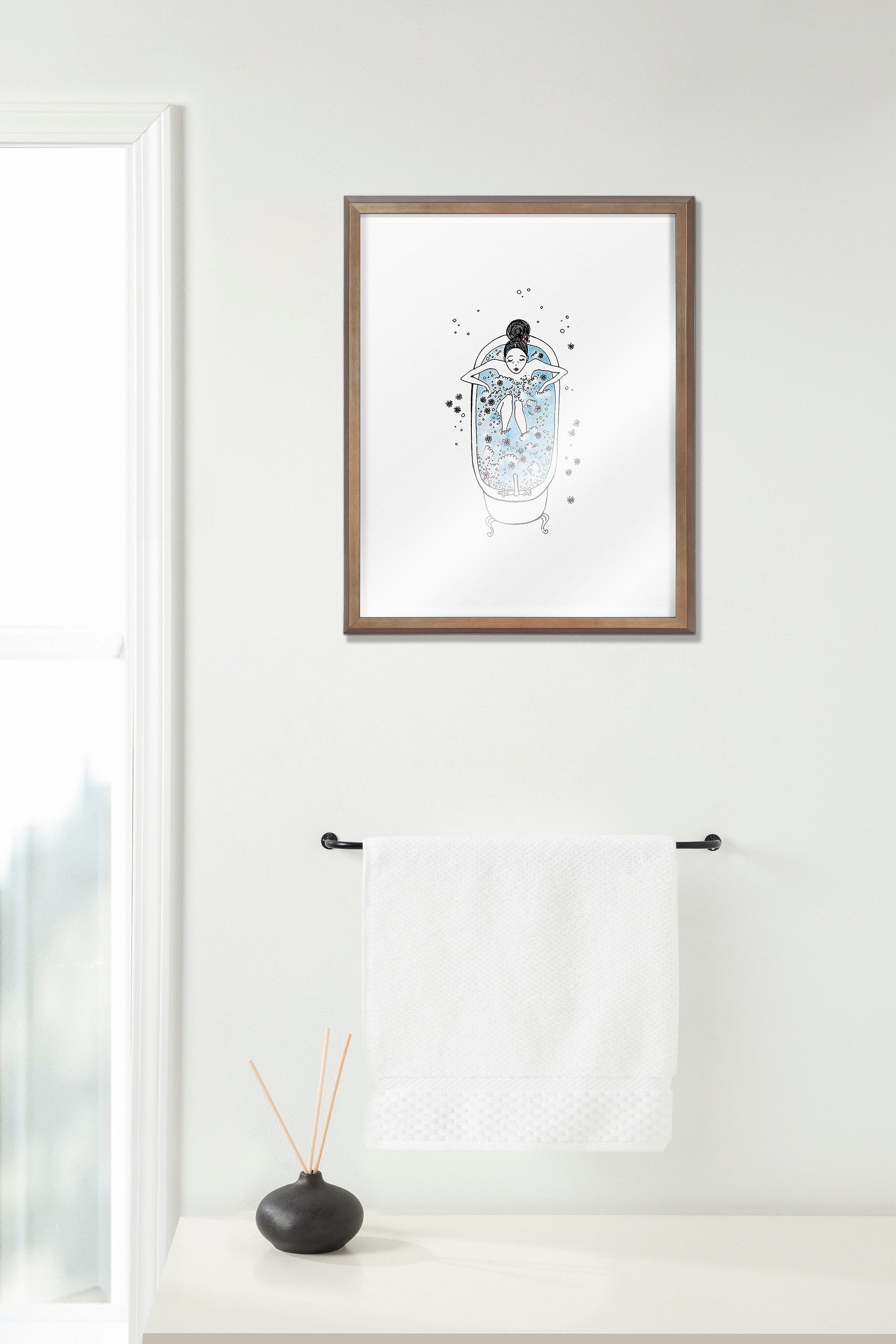Blake Girl in a Bath Framed Printed Glass by Viola Kreczmer