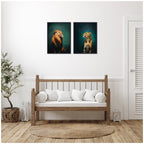 Twlight Lion and Cheetah 2 Piece Framed Canvas Wall Art Set by The Creative Bunch Studio