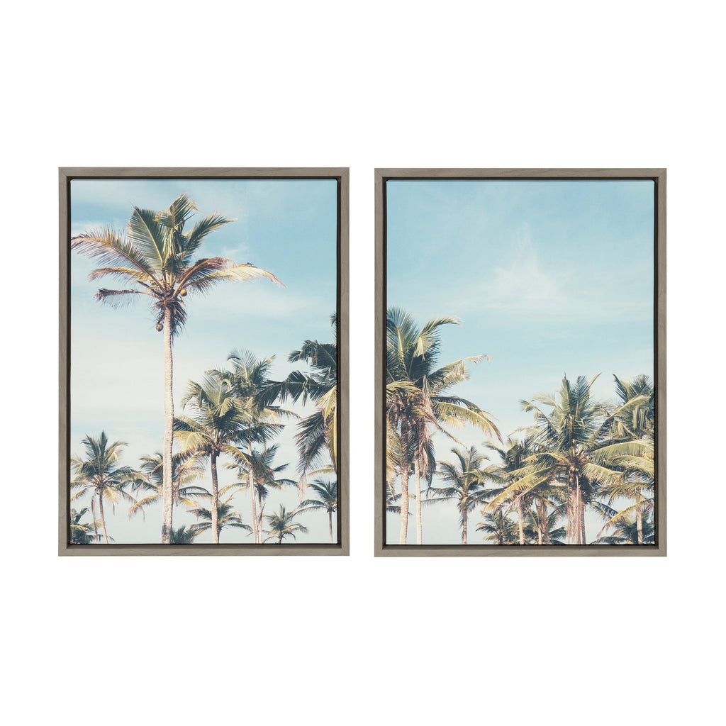 Sylvie Coastal Coconut Palm Tree Beach Framed Canvas Set by The Creative Bunch Studio