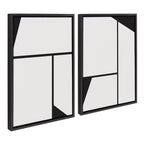 Sylvie Sleek Luxe Minimalist Black and White Abstract Framed Canvas Art Set by The Creative Bunch Studio
