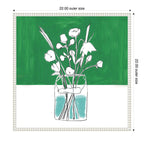 Sylvie Minimalist Floral Vase with Green Framed Canvas by Teju Reval