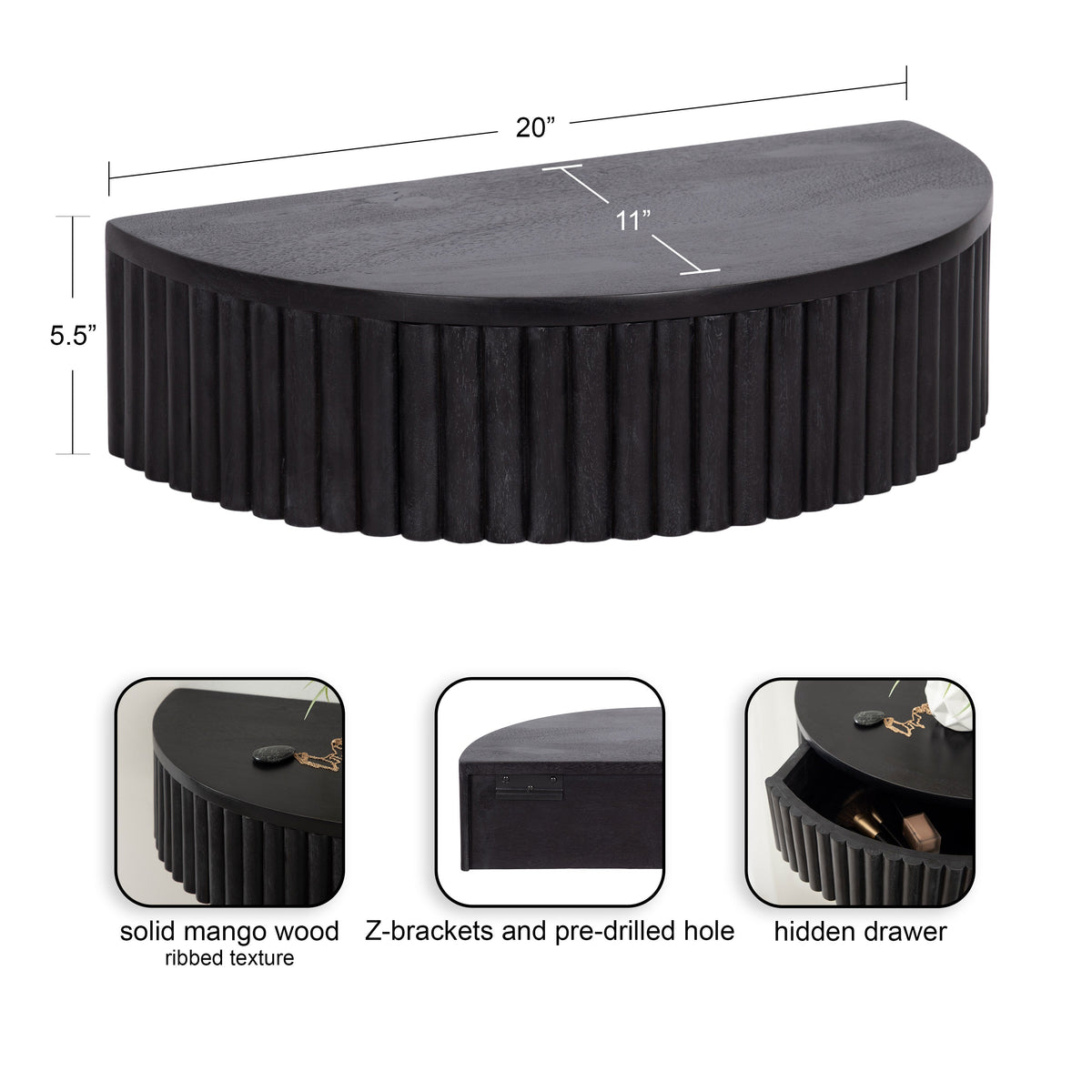 Reid Ribbed Floating Side Table