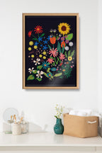 Blake Dark Flora Framed Printed Glass by Hannah Beisang