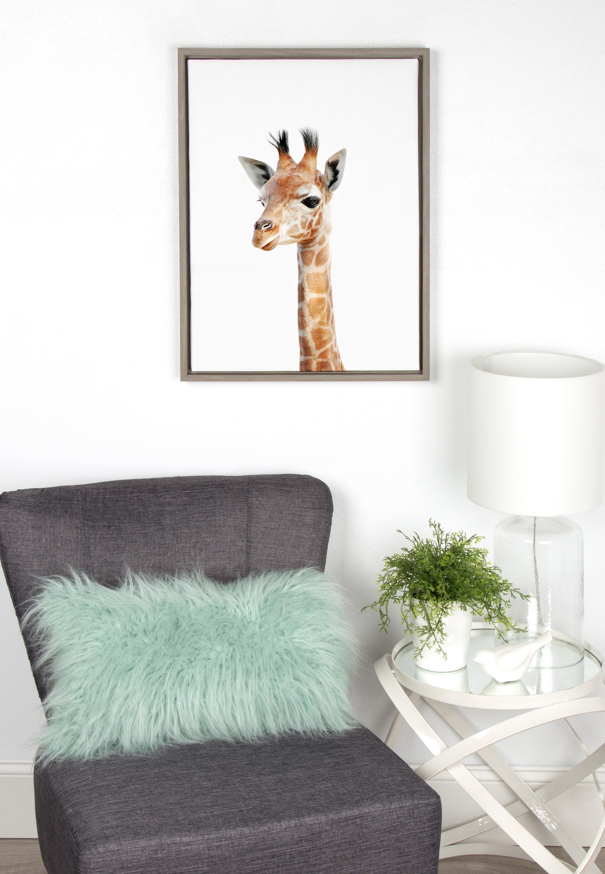 Sylvie Baby Giraffe Framed Canvas by Amy Peterson