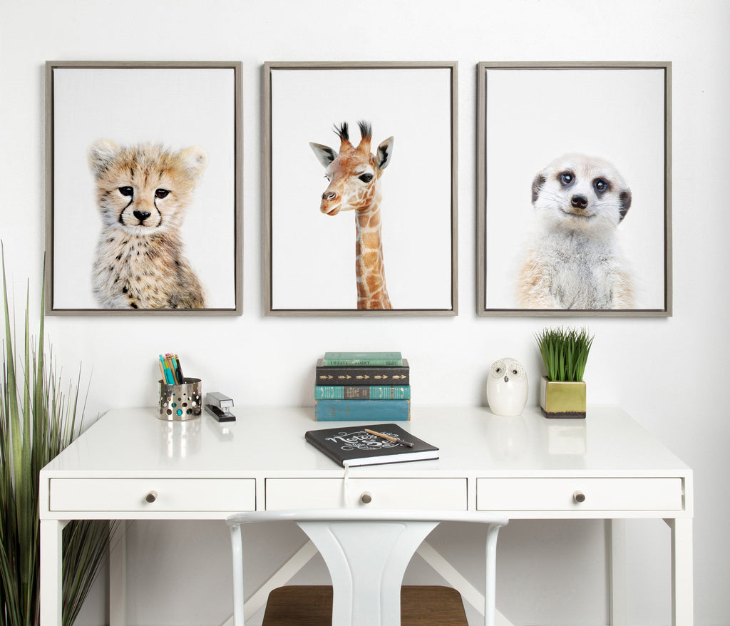 Sylvie Baby Giraffe Framed Canvas by Amy Peterson