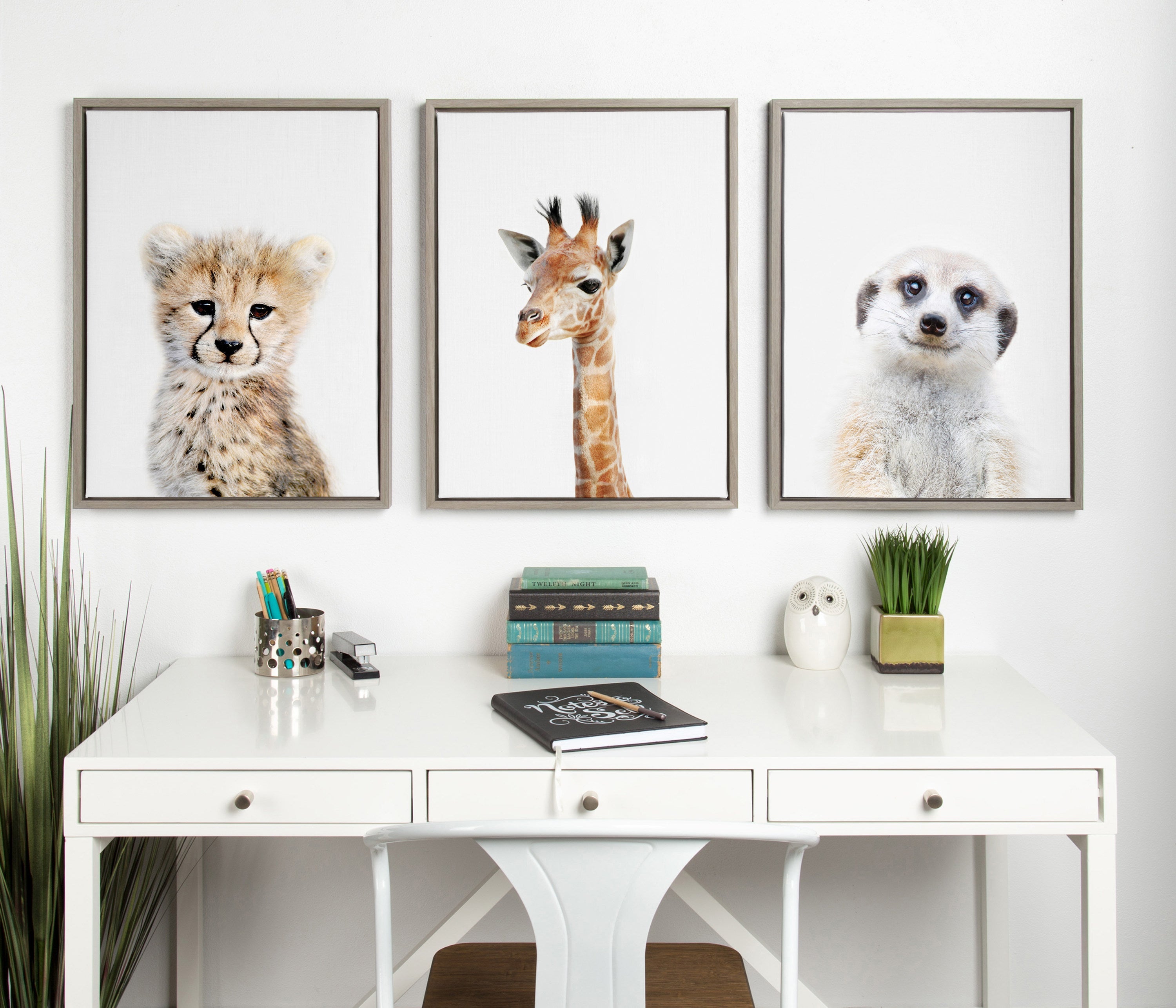 Sylvie Baby Giraffe Framed Canvas by Amy Peterson