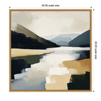 Sylvie Mountain Lake Modern Abstract Landscape Framed Canvas by The Creative Bunch Studio
