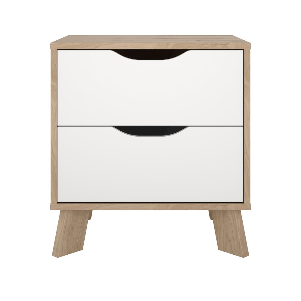 Ikast 2 Drawer Nightstand, Jackson Hickory/White