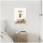 Sylvie Golden Labradoodle in Hot Bath Framed Canvas by Amy Peterson