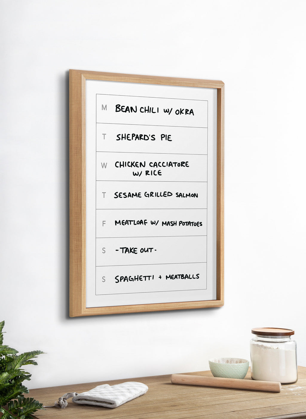 Blake Weekly Menu Framed Printed Glass by The Creative Bunch Studio