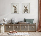 Sylvie Bunny Portrait and Bunny Tail Framed Canvas Art Set by Amy Peterson Art Studio