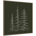 Sylvie Framed Canvas Minimalist Evergreen Trees Sketch Green by The Creative Bunch Studio