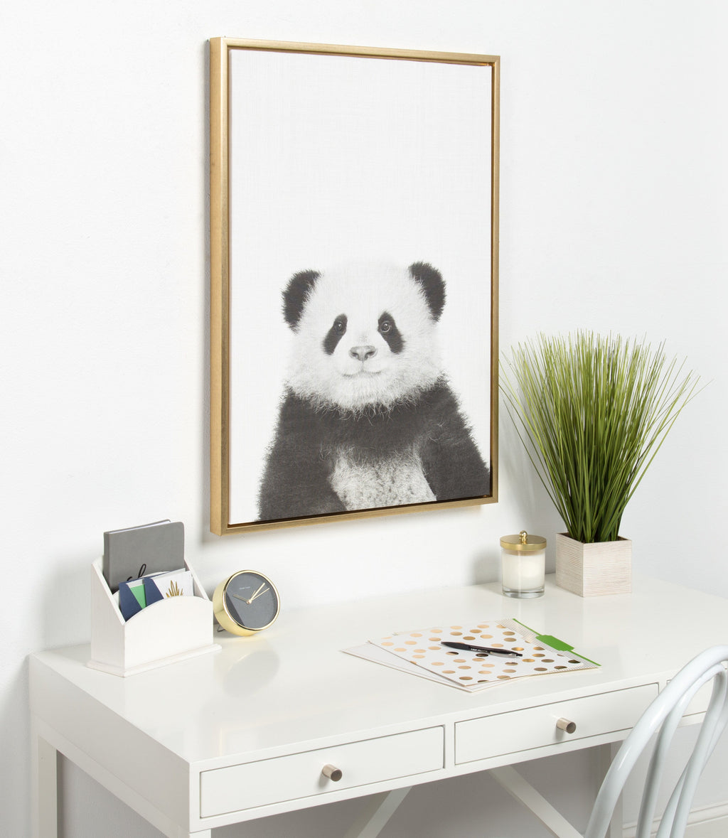 Sylvie Panda Framed Canvas by Simon Te Tai