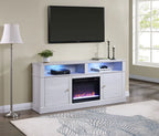 Lucifer 70W White Walnut Finish TV Stand Console with Fireplace