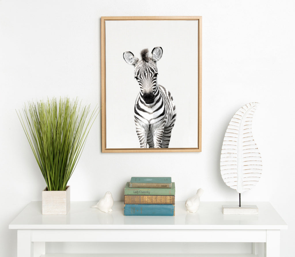 Sylvie Baby Zebra Framed Canvas by Amy Peterson