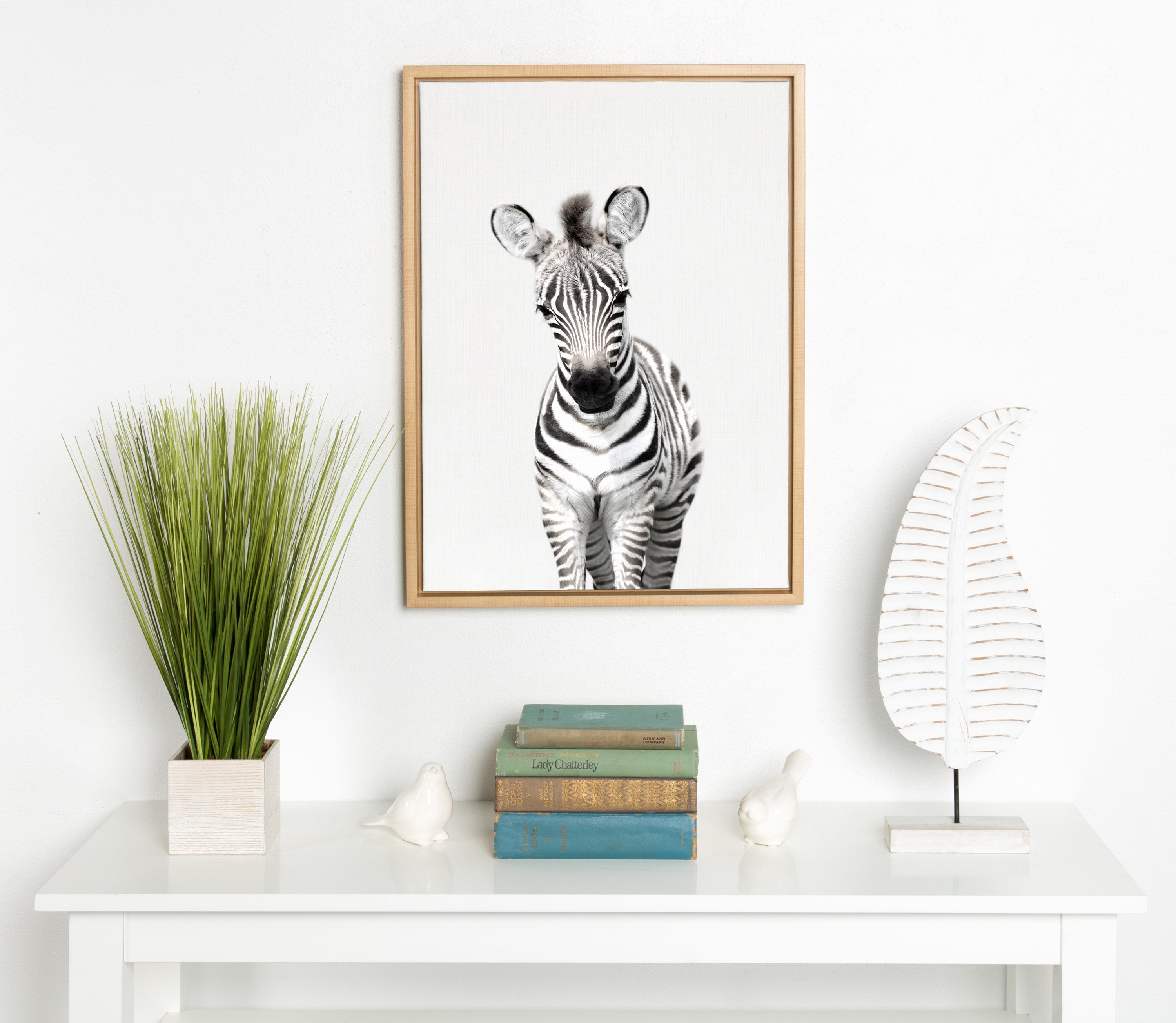 Sylvie Baby Zebra Framed Canvas by Amy Peterson