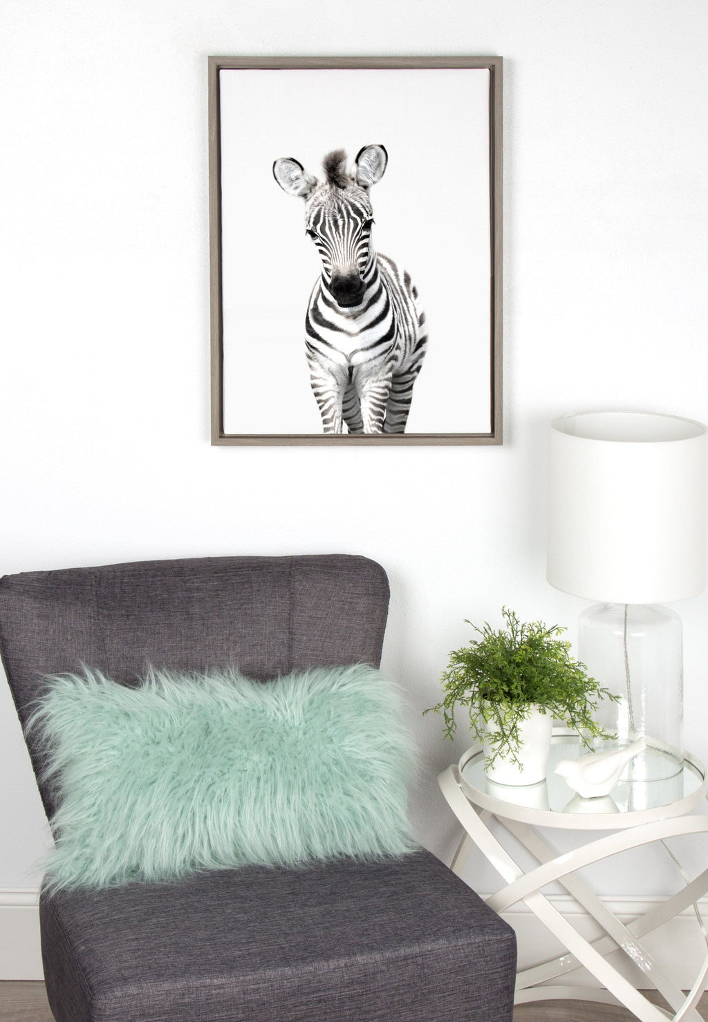 Sylvie Baby Zebra Framed Canvas by Amy Peterson