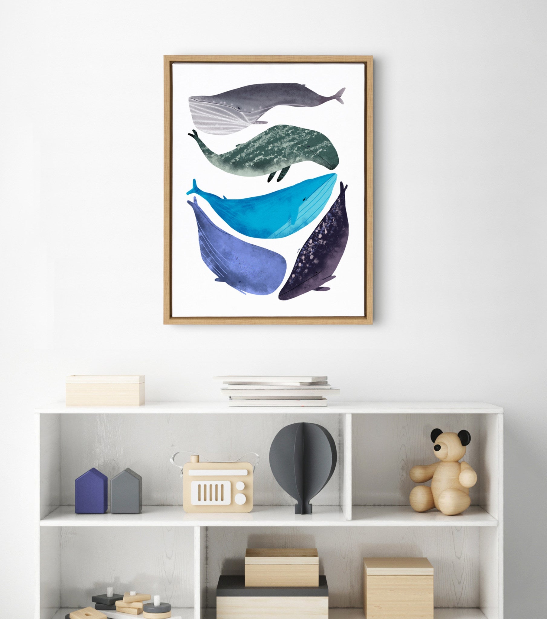 Sylvie Whales Framed Canvas by Lida Larina