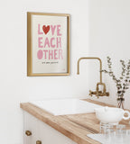 Blake Love Each Other Framed Printed Glass by Kelly Knaga