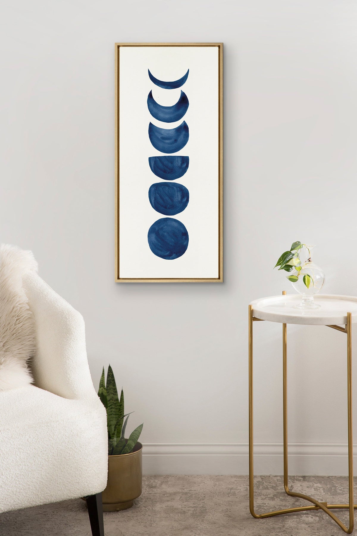 Sylvie Linear Moon Phases Framed Canvas by Teju Reval