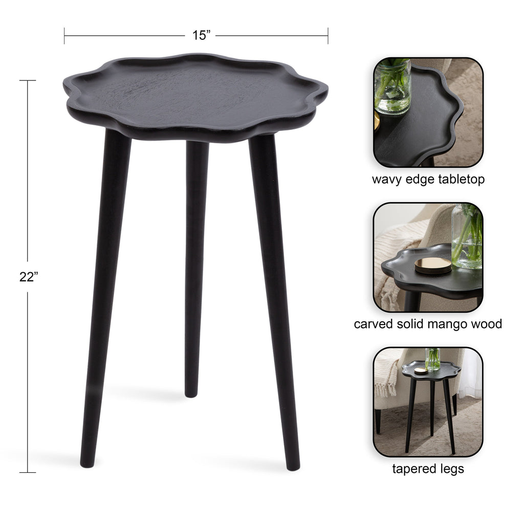Alezar Scallop Wood Side Table