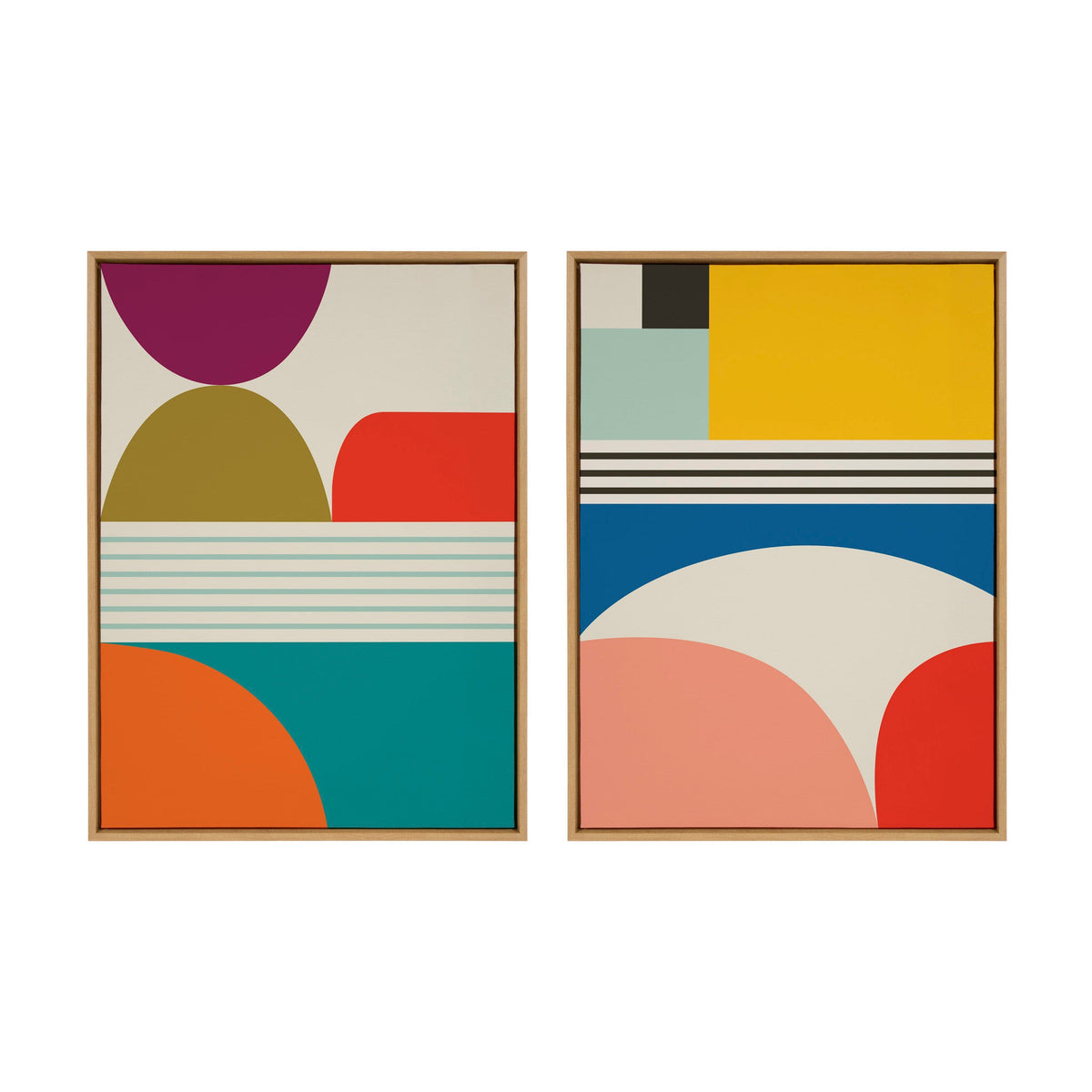 Sylvie Mid Century Modern Patterns Framed Canvas Art Set by Rachel Lee of My Dream Wall
