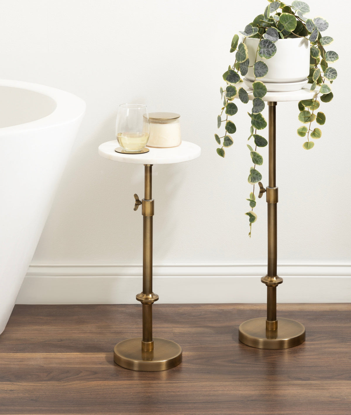 Engles Adjustable Marble Table and Plant Stand