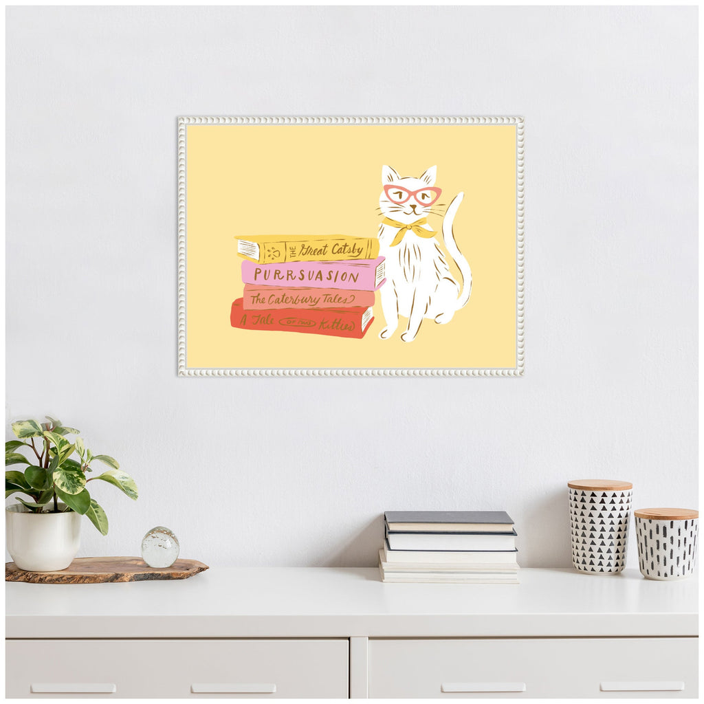 Book Lover Cat 4 by Krissy Mast Framed Canvas Wall Art Print