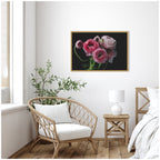 Sylvie Mood Dark Pink Ranunculus Flower Bouquet Framed Canvas by Kristy Campbell