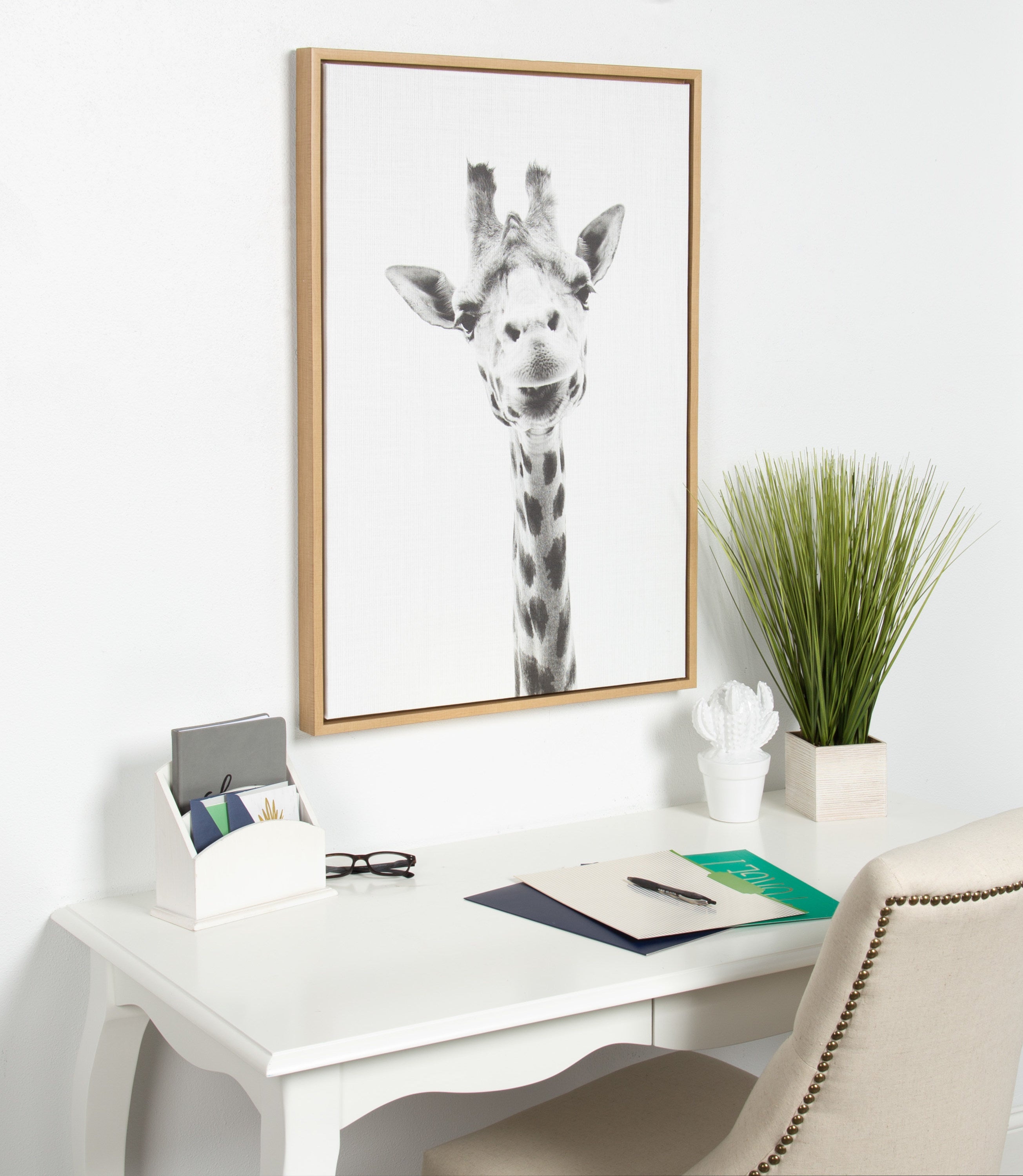 Sylvie Giraffe Framed Canvas by Simon Te of Tai Prints