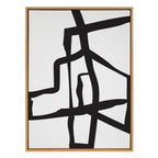 Sylvie Bold Sophisticated Abstract Black Stroke Framed Canvas by The Creative Bunch Studio