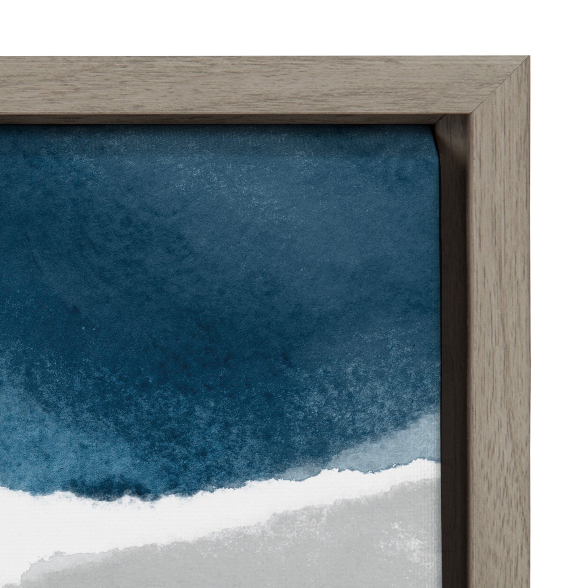 Sylvie Abstract Blue And Gray Watercolor Framed Canvas, Gray 18x24