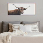 Sylvie Texas Longhorn Cow Lick Framed Canvas by The Creative Bunch Studio