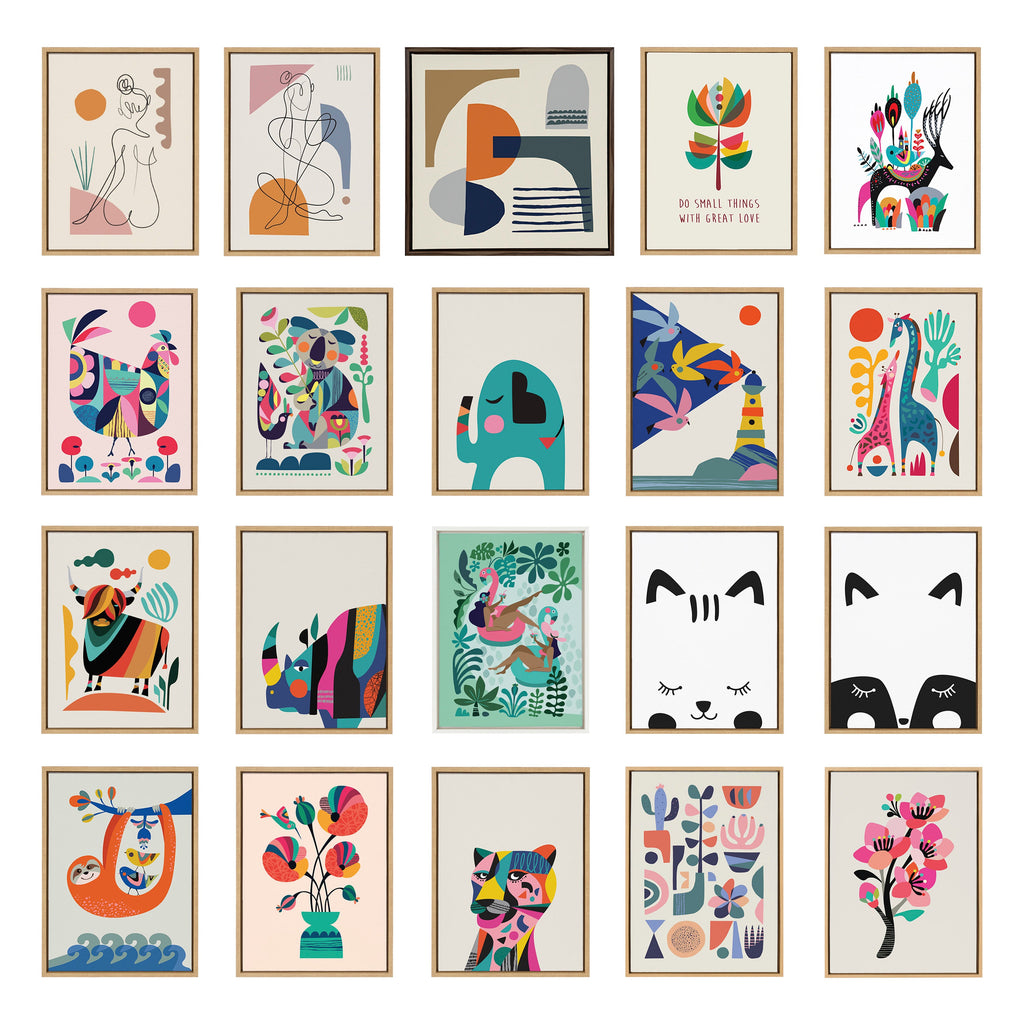 Sylvie Mid Century Modern Pattern Framed Canvas by Rachel Lee of My Dream Wall