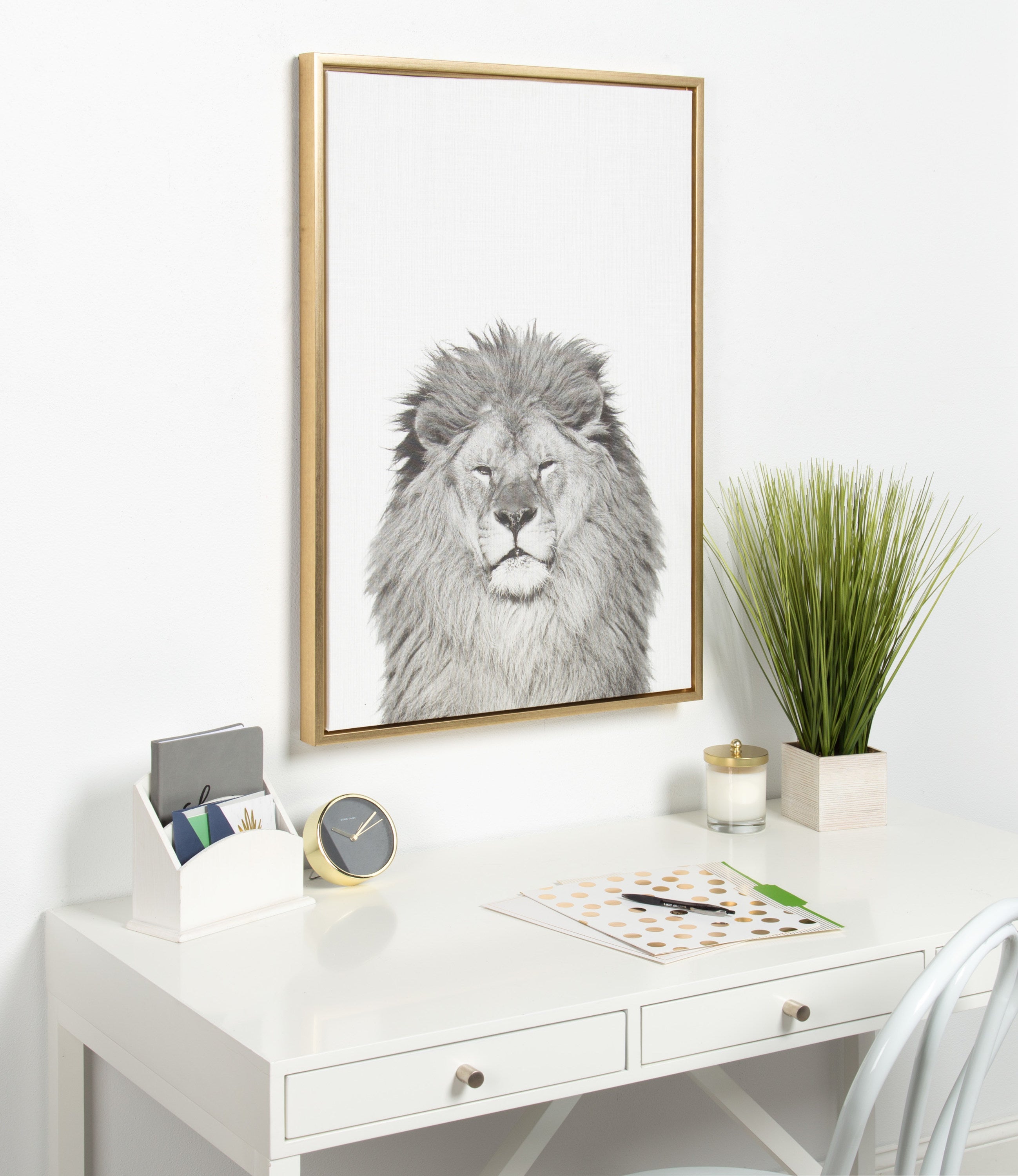 Sylvie Lion Framed Canvas by Simon Te Tai