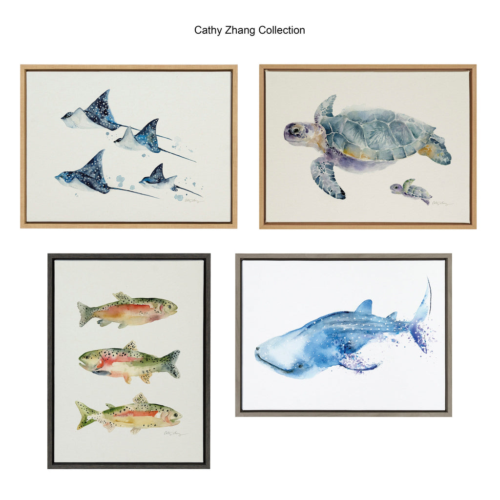 Sylvie Eagle Spotted Ray Family Framed Canvas by Cathy Zhang